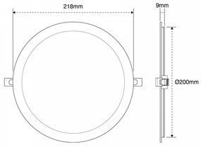 Pannello LED Rotondo 20W, 2.000lm, no Flickering, Foro Ø203-210mm, Dimmerabile Colore  Bianco Naturale 4.000K