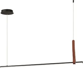 Lampada a sospensione Led REGOLI in metallo con elemento in ecopelle 110 cm