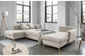 Divano letto beige a "U", angolo sinistro Scandic Lagom - Miuform