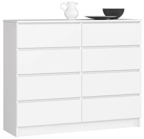 Cassettiera Credenza 120x40x100 Cm 8 Cassetti Artika Bianco Opaco