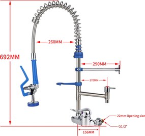 Rubinetto da cucina a parete ELITE EDITION PRO1815, cromato lucido con doccetta estraibile