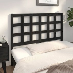 Testiera per Letto Nera 125,5x4x100cm in Legno Massello di Pino