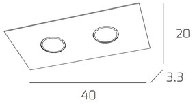 Plafoniera Moderna Rettangolare Path Vetro Foglia Argento 2 Luci Gx53