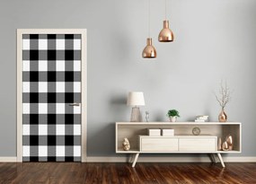 Poster adesivo per porta Griglia in bianco e nero 95x205 cm