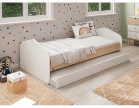 Letto per bambini in pino bianco/naturale con letto estraibile 90x200 cm Estefania - Marckeric