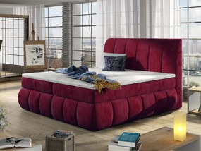 Letto matrimoniale boxspring Rosa dei Venti - 160 x 200 cm , Tessuto amaranto