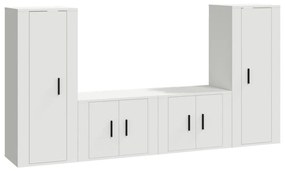 Set di mobili porta tv 4 pz bianco in legno multistrato