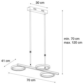 Lampada a sospensione moderna nera con LED dimmerabile a 3 livelli 3 luci - Vivé