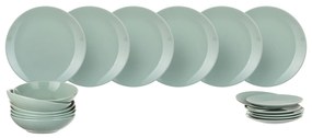 Servizio 18 piatti menta in ceramica Colorama