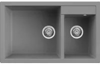 Lavello Elleci Incasso 2 vasche 81,5x50 Quadra 440 Metaltek Grigio Titanium LMQ44073