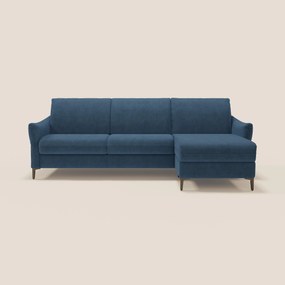 Dalia divano letto angolare con materasso alto 18 cm piedini alti e penisola contenitore in tessuto smacchiabile T17