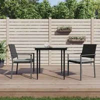 Sedie da Giardino con Cuscini 2pz Nere 54x62,5x89 cm Polyrattan 364097