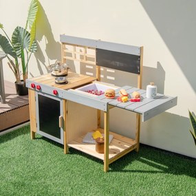 Costway Cucina giocattolo in legno con scatola dell'acqua rimovibile copertura removibile, Set di cucina per bambini