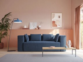 Nettuno divano moderno componibile in morbido tessuto bouclè T07 blu