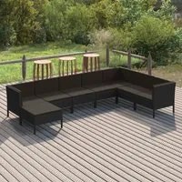 Set Divani da Giardino 8 pz con Cuscini in Polyrattan Nero cod mxl 38343