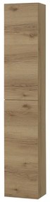 Colonna bagno sospesa H160 cm in legno color quercia naturale con ripiani Leda