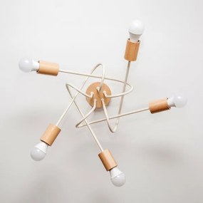 Lampadario a plafone OXFORD 5xE27/15W/230V pino/crema