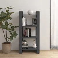 Libreria/Divisorio Grigio 60x35x125 cm Legno Massello