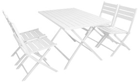 ABELUS - set tavolo da giardino pieghevole salvaspazio in alluminio 70x130 compreso di 4 sedie in alluminio