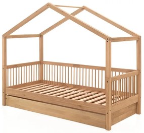 Letto per bambini in rovere colore naturale con letto estraibile 90x200 cm Forrest - Vipack