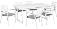 Set da pranzo metallo nero grigio con cuscini di seduta in alluminio 6 sedie