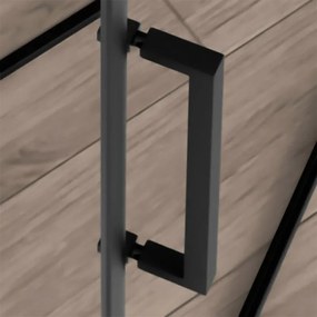 Porta doccia a soffietto per nicchia 85cm in vetro temperato trasparente con profili nero opaco Neos