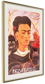 Poster  Frida Khalo – SelfPortrait  Cornice Quadri Cornice d'oro con passe-partout, Larghezza x Altezza Home decor 40x60