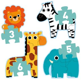 Set di 4 puzzle - Giraffa e amici