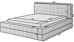 Letto matrimoniale imbottito grigio con contenitore e rete inclusi 180x200 cm Dizzle – ELTAP