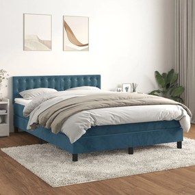 Giroletto A Molle Con Materasso Blu Scuro 140x200 Cm İn Velluto /