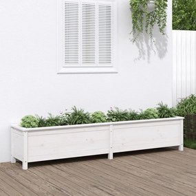 Fioriera Rialzata Giardino Bianca 199,5x40x39 Cm Massello Pino /
