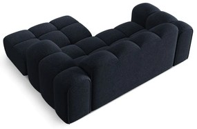 Divano angolare blu scuro (con penisola a destra/con chaise lounge) con rivestimento in ciniglia Treno – Cosmopolitan Design