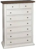 Cassettiera 8 cassetti in legno shabby bianco e noce 87x40x125 - Mobili 2G