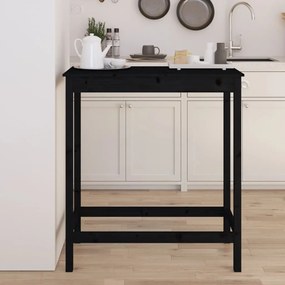 Tavolo Da Bar Nero 100x50x110 Cm İn Legno Massello Di Pino /