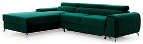 Divano angolare verde allungabile/con contenitore (con penisola a sinistra/con chaise lounge) e rivestimento in velluto Grayson – ELTAP