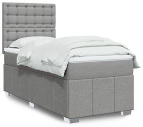 Giroletto A Molle Con Materasso Grigio Chiaro 90x190 Cm Tessuto /