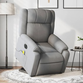 Poltrona Alzapersona Massaggi Elettrica Grigio Chiaro Tessuto /