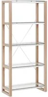 Libreria Scaffale in vetro legno bianco e legno chiaro Scaffale autoportante Design scandinavo