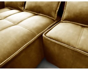 Divano angolare giallo allungabile/con contenitore (con penisola a sinistra/con chaise lounge) e rivestimento in velluto Campo – ELTAP