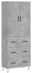 Credenza grigio cemento 69,5x34x180 cm in legno multistrato