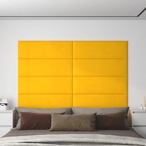 Pannelli Murali 12 Pz Gialli 90x30 Cm Velluto 3,24 M² /