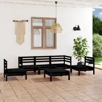 Set Divani da Giardino 6 pz Nero in Legno Massello di Pino 3082541