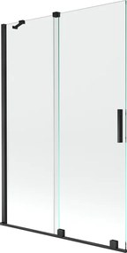 Mexen Velar paratia per vasca da bagno 2 ante scorrevoli 120 x 150 cm, trasparente, nero - 896-120-000-01-70