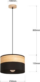 Lampada a sospensione su cavo ALBA 1xE27/15W/230V diam. 25 cm nero/marrone