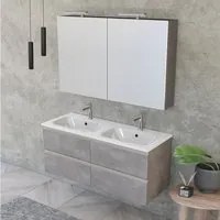 Mobile bagno sospeso 120 cm Master grigio doppio lavabo e 4 cassetti