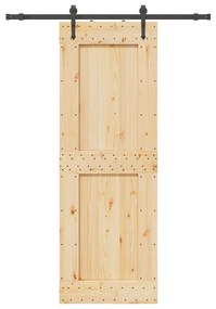 Porta Scorrevole Con Set Hardware 80x210 Cm Legno Massello Pino /