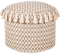 Pouf Natural Beige Seagrass Cotton 50 cm Styrofoam Filling Ottoman Handwoven Boho Style