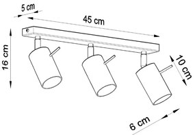 Plafoniera da soffitto in Acciaio 3xGU10 RING 3 Orientabile Grigia