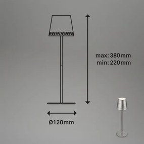 Brilo - Lampada da tavolo ricaricabile a LED a sfioramento KIKI, LED 2,6W/5V, IP44, batteria 2600 mAh, argento