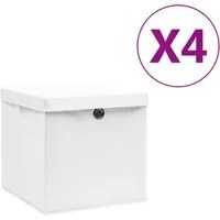 Contenitori con Coperchio 4 pz 28x28x28 cm Bianco cod mxl 52751